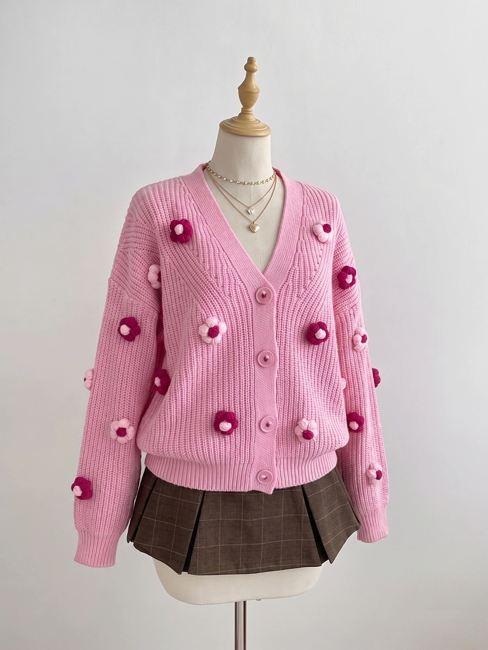 ZARA Women 3D Floral Knit Cardigan Loose Sweet Sweater Outerwear